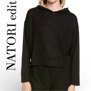 Natori Edit Mila Black Waffle Hoodie Top Size Medium